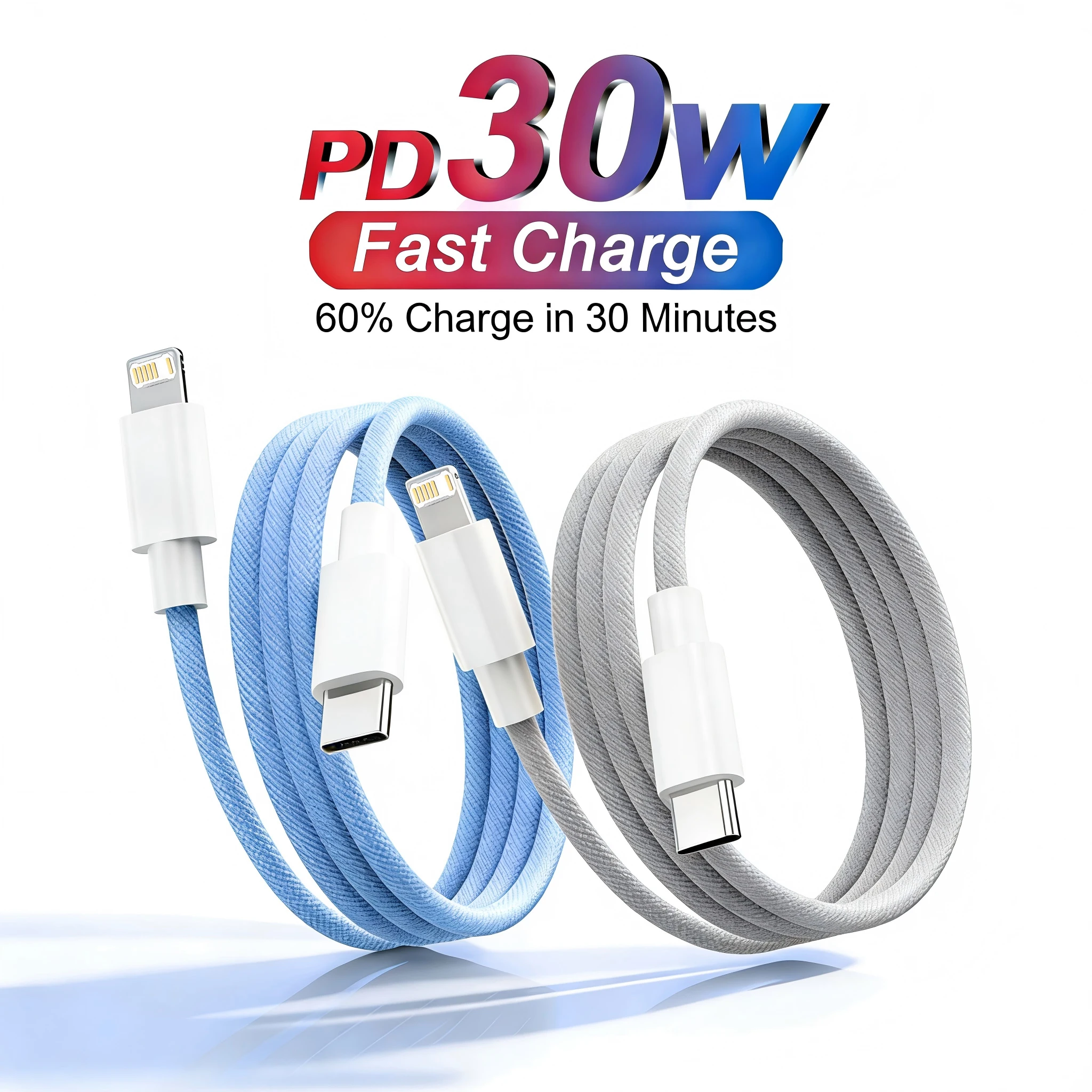PD 30W USB-C Ladekabel für iPhone 14 13 12 11 Pro Max Xs 8 Plus iPad 3A Schnellladekabel ‌ 1M 2M Datenkabel für iPhone