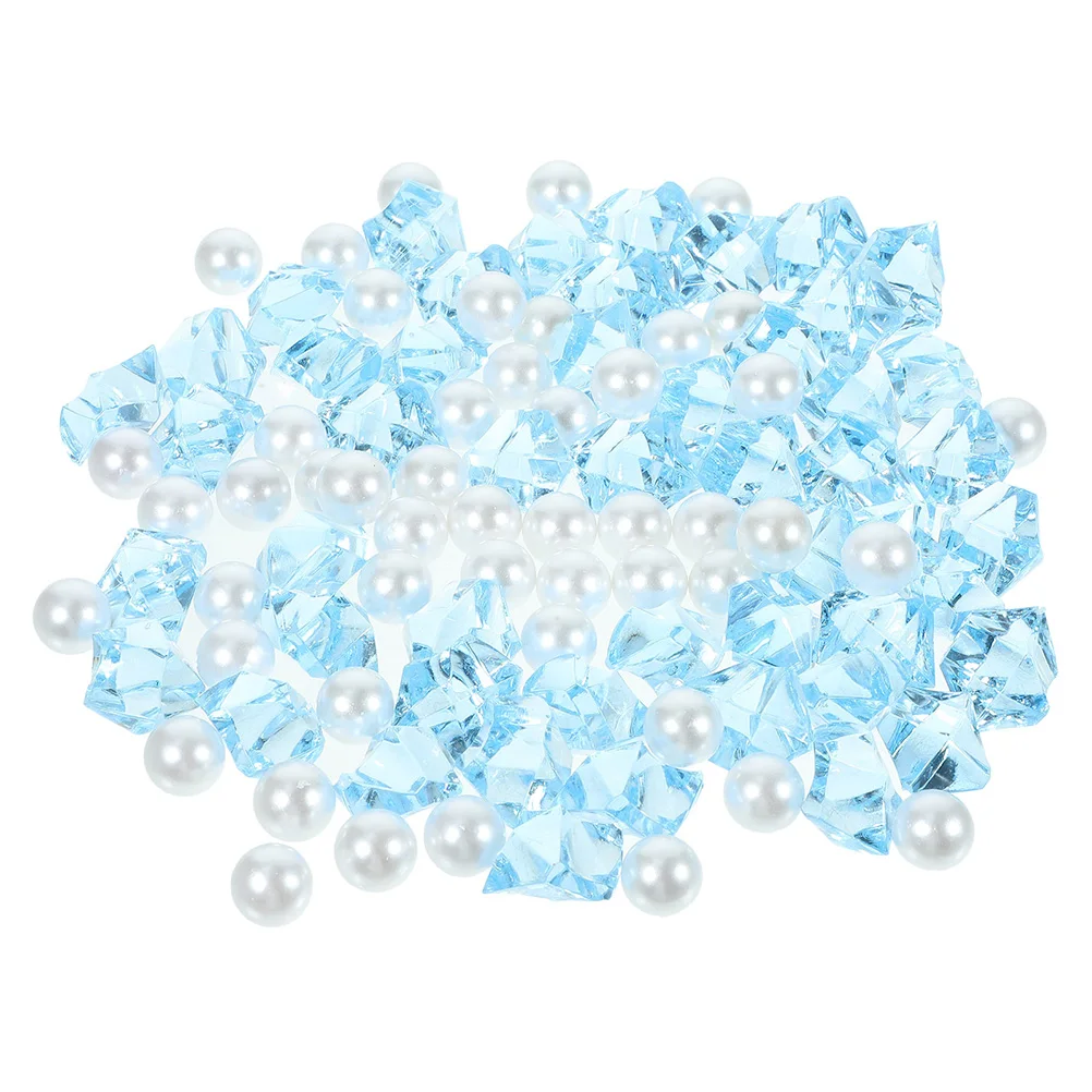 파란색 부서진 플라스틱 구슬 1세트, 매끄럽고 무거운 물고기 탱크, 꽃병 장식, 조경용 구슬, 수족관 돌, 정원용