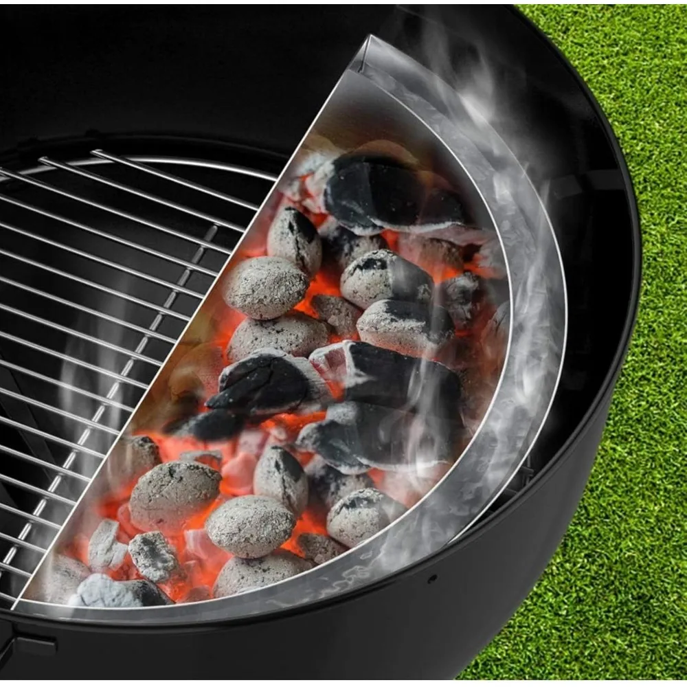 سلة شواية فحم من الفولاذ المقاوم للصدأ مع وعاء مياه لشوايات غلاية ويبر مقاس 22/26 بوصة