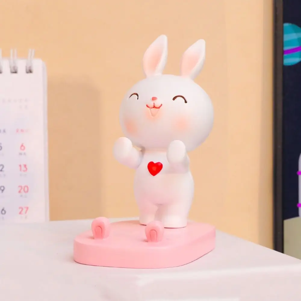 

Resin Rabbit Phone Stand Multi-functional Anti-slip Cat Mobile Phone Holder DIY Crafts Cute Cat Desk Lazy Bracket