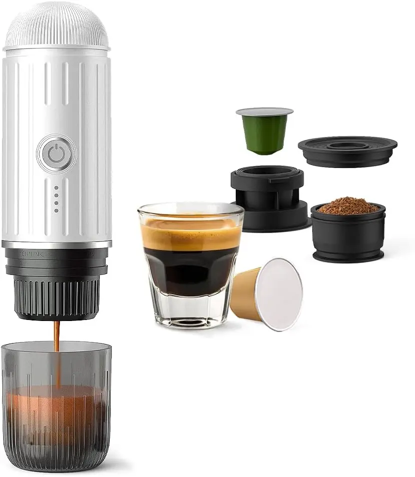 

Portable Electric Espresso Machine, Travel Coffee Maker for Camping, On the Go Car Coffee Maker Self-Heating with USB-C, With