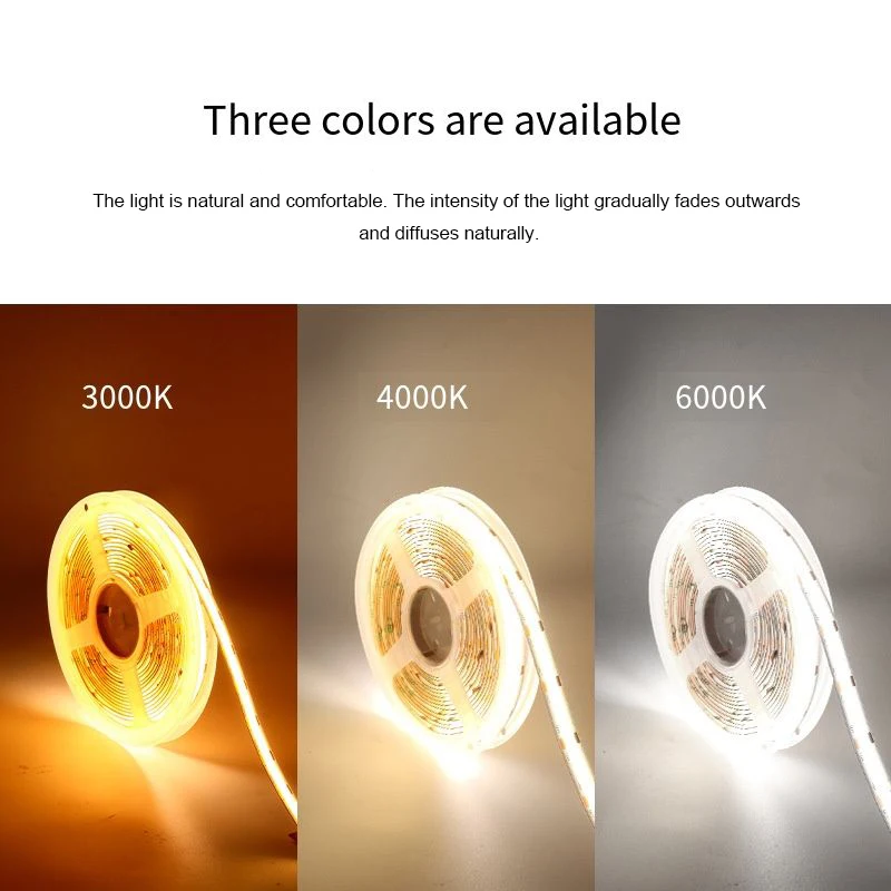 High Brightness 480leds/M 8mm Ra95 12v 24v Cob Led Strip Flexible Can Be Cut Eyecare Self-Adhesive Led Strip Light