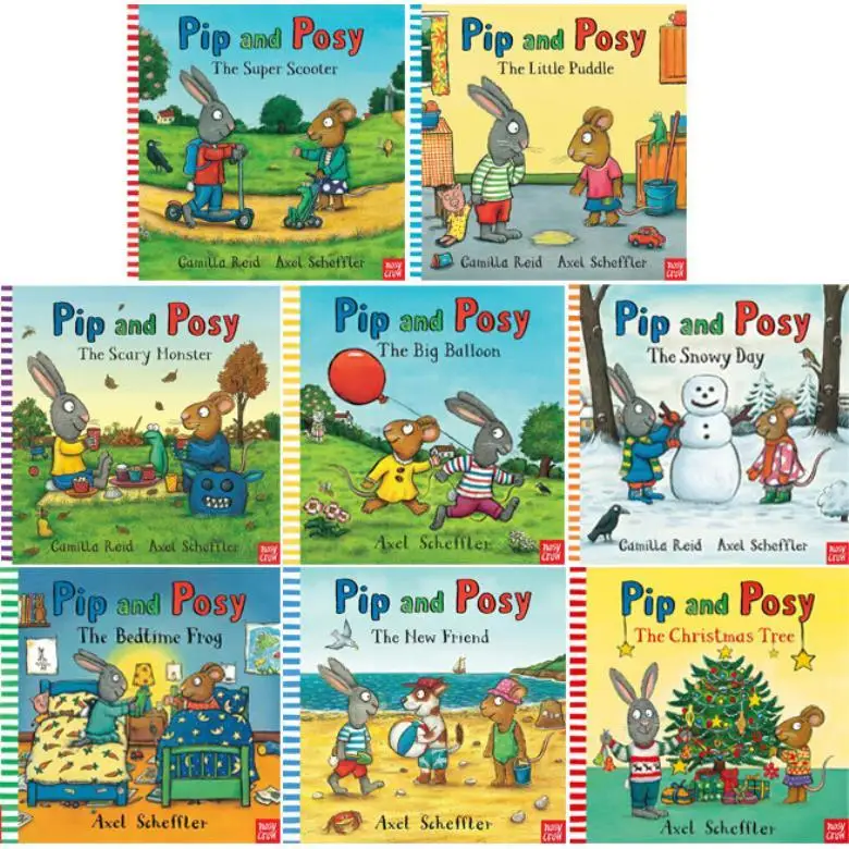 The original English version of Pip and Posy (8 volumes) by Axel Scheffler