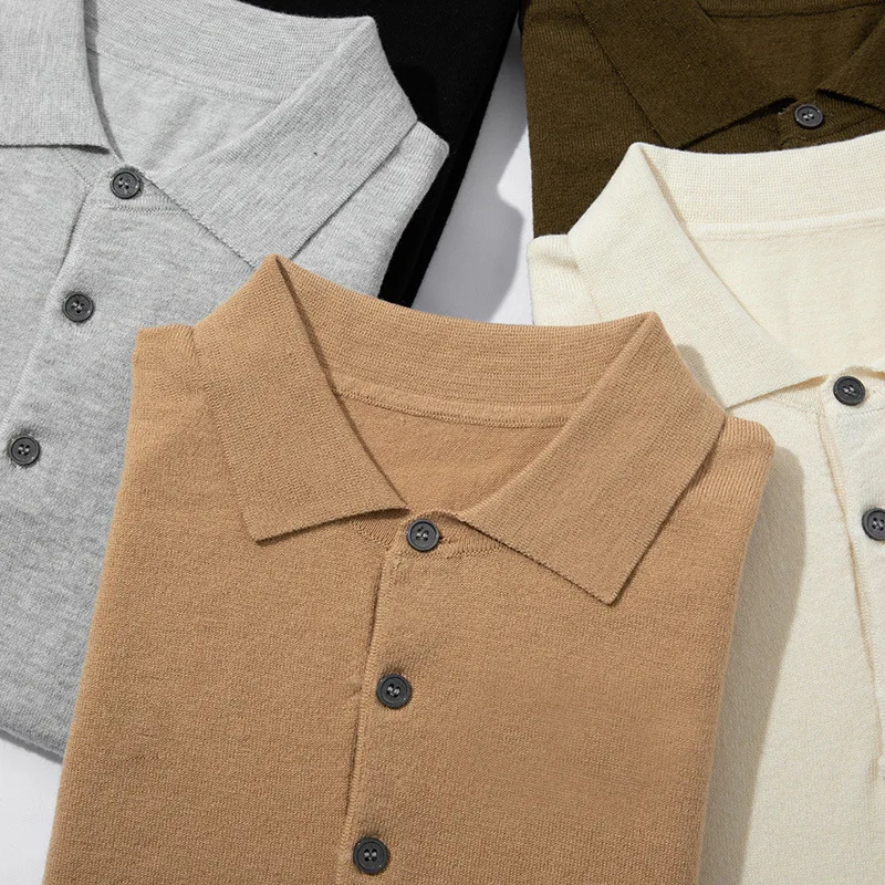 

Summer men's lapel pullover short sleeve POLO neck sweater loose top knitted clothing plus size T-shirt