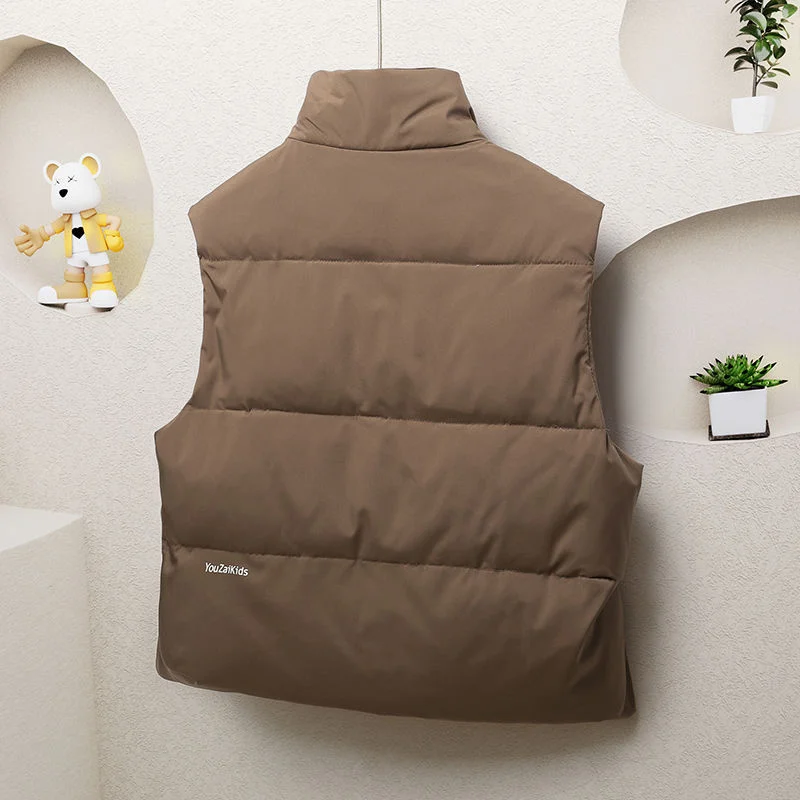 Ragazzi gilet bambini gilet piumino addensato giacca 2024 kaki caldo più velluto inverno autunno antivento regalo di natale panno per bambini