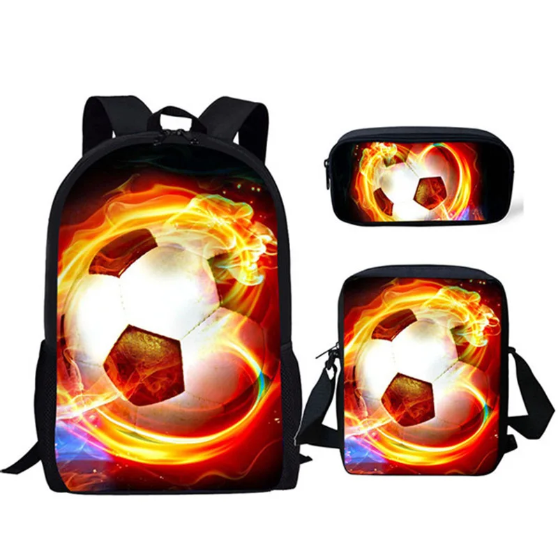 

Harajuku Popular Novelty football 3D Print 3pcs/Set pupil School Bags Laptop Daypack Backpack Inclined shoulder bag Pencil Case