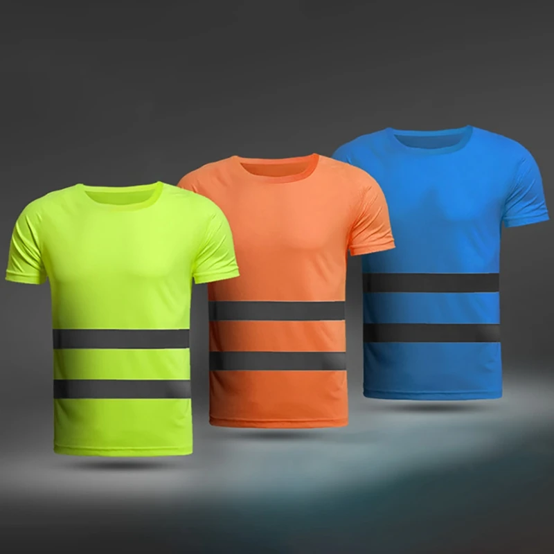 Camiseta reflectante de alta visibilidad, camiseta de manga corta para exteriores nocturnos, para correr, baloncesto, ciclismo, trabajo de construcción, 1 ud.