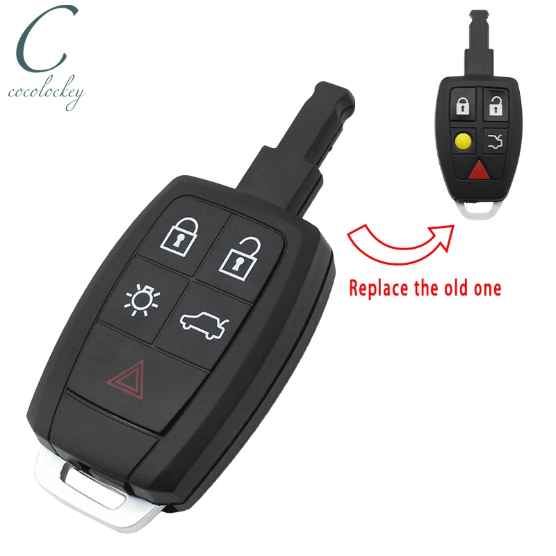

Cocolockey 5Buttons Car Key Shell Case for Volvo C30 C70 S40 V50 Keyless Entry Remote Key Shell with Uncut Blade No Logo