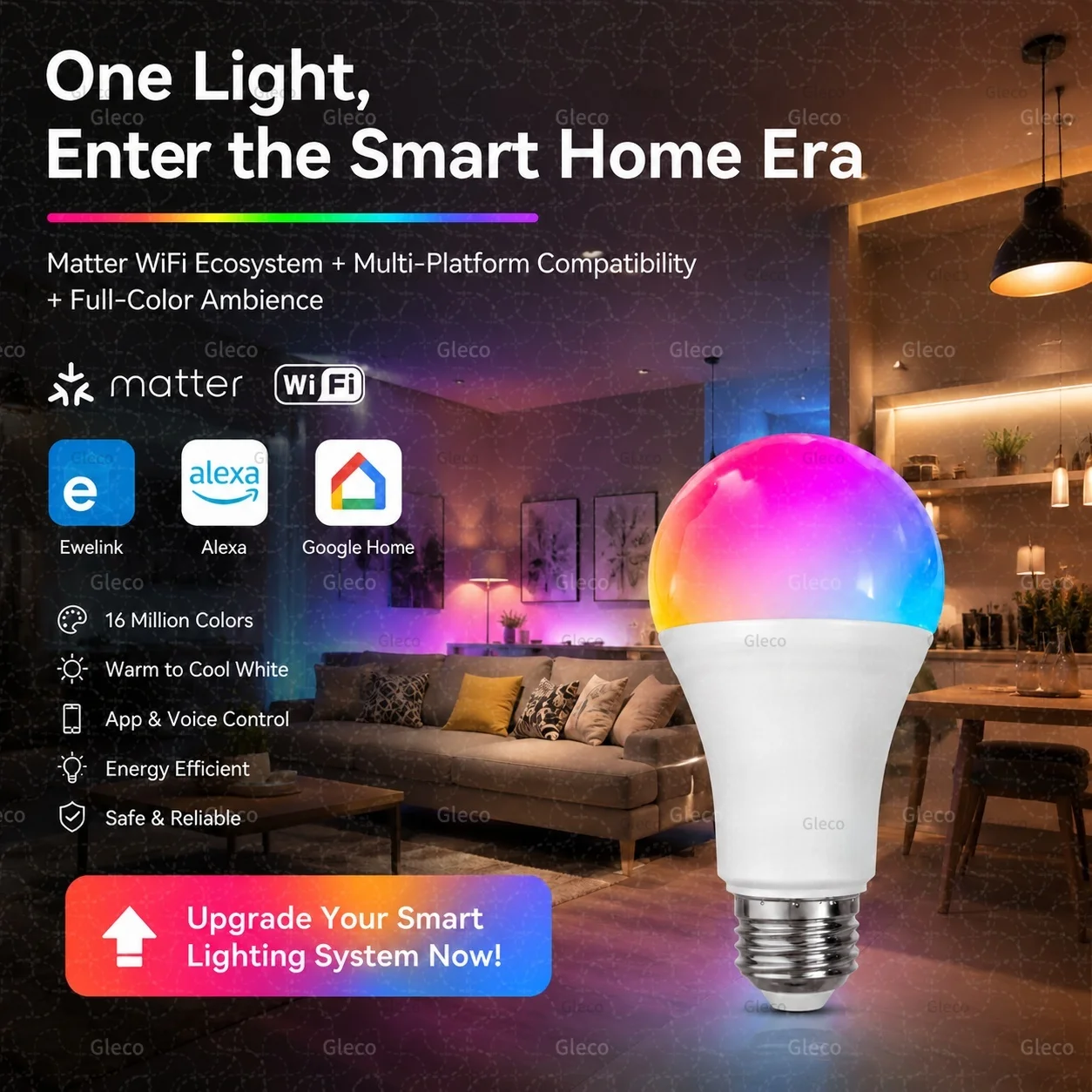 Ewelink Matter Wifi Smart Light Bulb E27 Led Lamp E14 Candle Bulbs GU10 Spotlight Smart Home Decor Lighting For Alexa Google