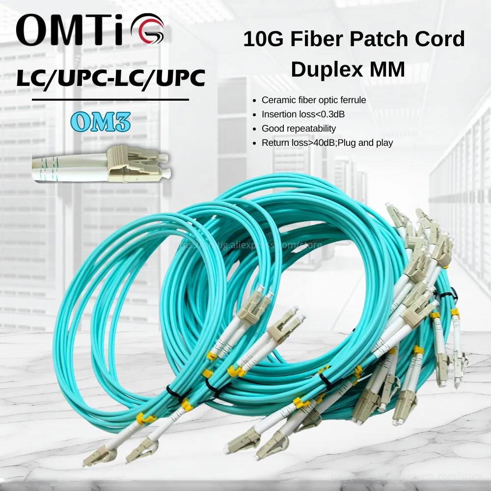 

10pcs/lot LC/UPC-LC/UPC OM3 1m 2m 3m 5m 10G Fiber Patch Cord Duplex MM 50/125Um PVC Length Or Connector Can Be Customized New