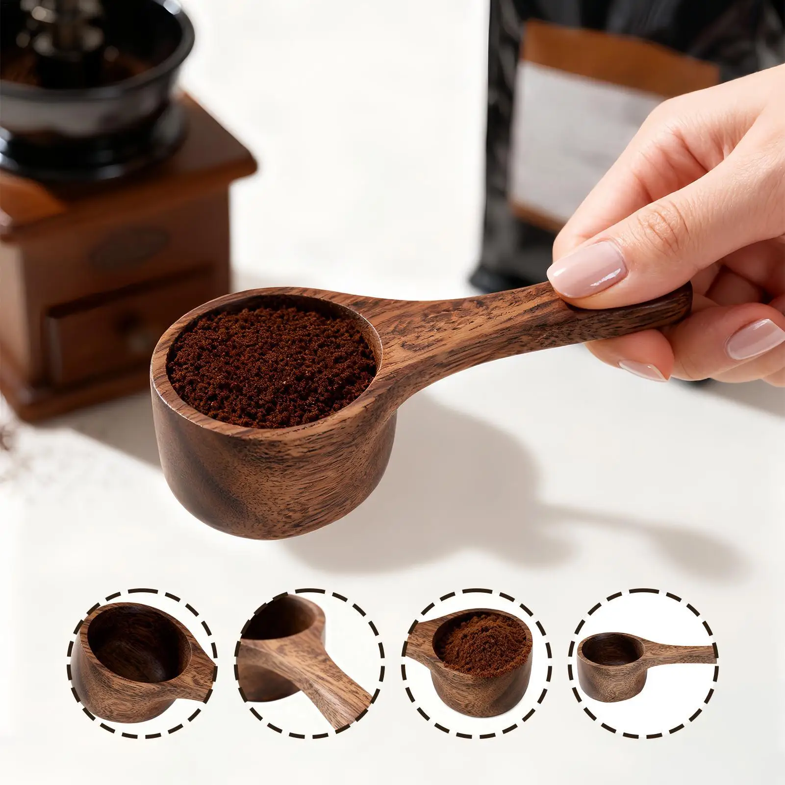 Cuchara para Café Molido de 42 ml, Cuchara de Madera para Café, Utensilios de Cocina para Azúcar, Té, Harina, Proteína en Polvo, Sal, Café