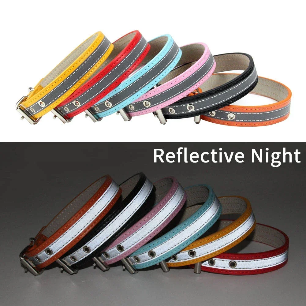 S-XXL Dog Collar Reflective Night Safety Puppy Neck Strap Metal tail hole Collars for Small Medium Large Dog Pet Product 6Colors