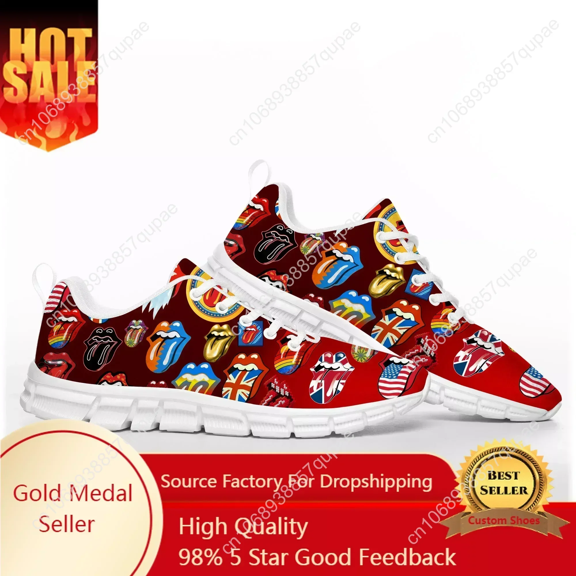 

Rock Band The Roll Stone Sports Shoes Mens Womens Teenager Sneakers Custom High Quality Sneaker Couple White Shoe