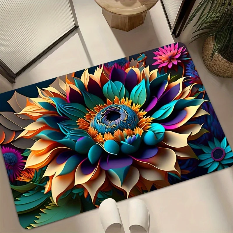 VIKAMA Printed Diatomaceous Earth Bathroom Carpet, Quick Suction, Anti Slip, Washable Shower Room Entrance Mat Home Decor