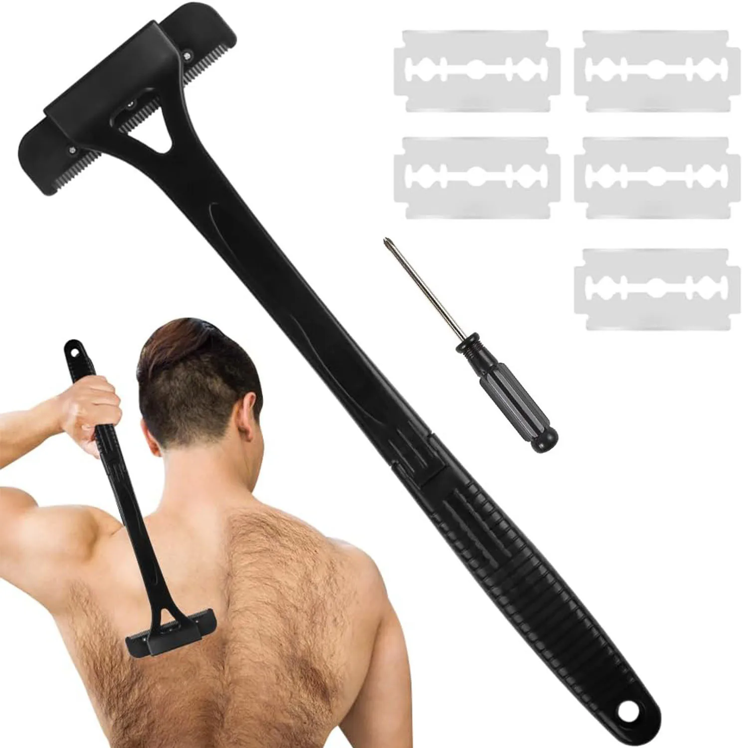 Nuevo Afeitador Corporal para Hombres, Recortador Plegable de Mango Largo para Espalda y Piernas, Herramienta de Afeitado Segura