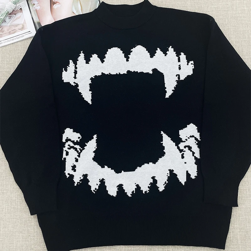 New Korean Autumn And Winter Women Pullover Couple Fashion Knit Sweater Casual Loose Half Turtleneck Black  Long Sleeve Sweaters