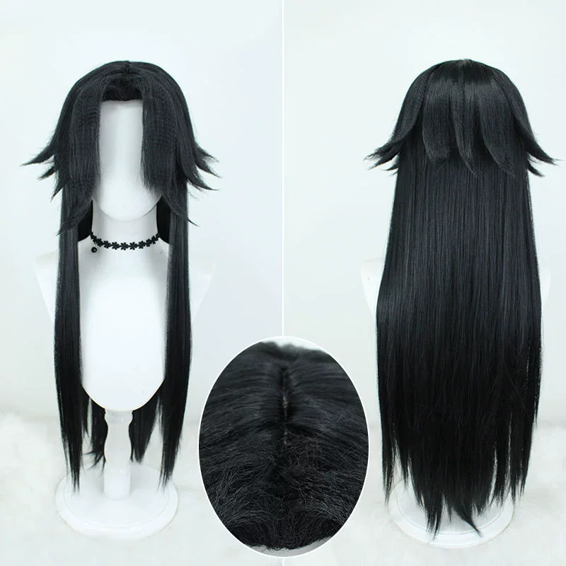 Captain Capitano Wig Game Genshin Impact Mask Men 80cm Long Hair Fatui Harbinger Captain Cosplay Mask Free Cap Halloween