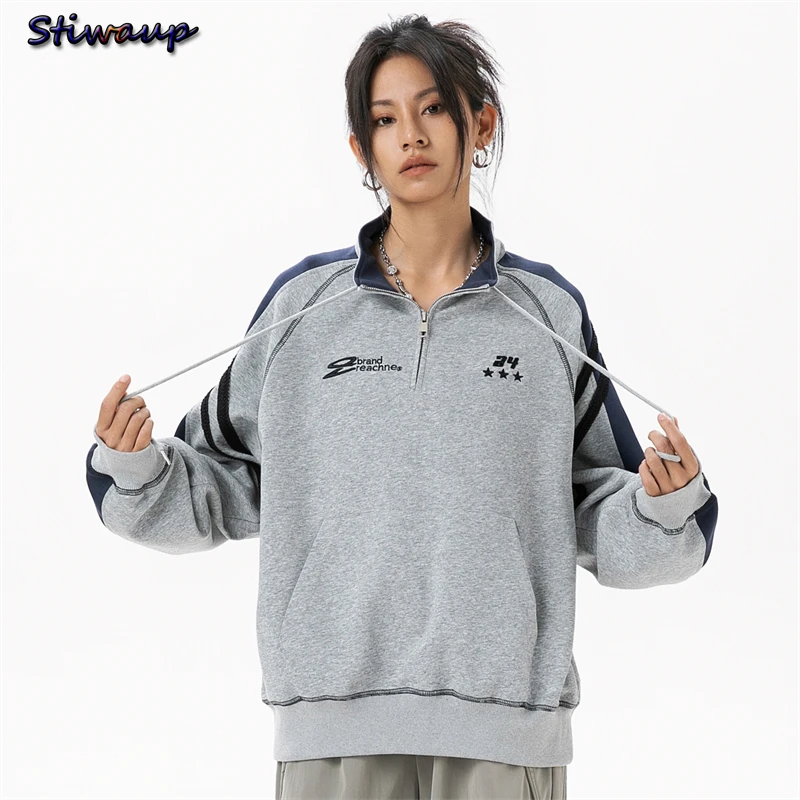 Women's Sweatshirts Harajuku Luxury Brand Off Shoulder Outerwears Autumn Outdoor Youthful Woman Clothes Sweatshirt with Zipper