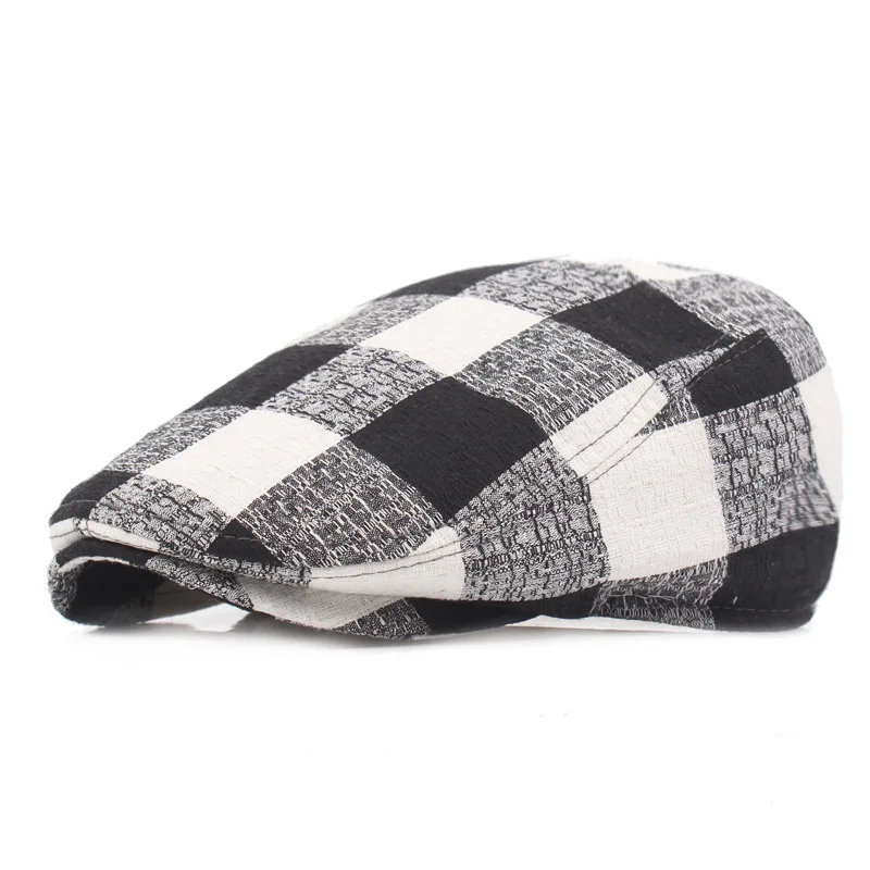 French Beret Hat Women Plaid Berets Caps For Men Man Cotton Flat Cap Newsboys Gatsby Casquette Gorras Peaked Cap Cabbie Hats
