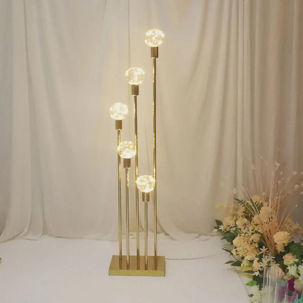 

High Quality 5 Heads Walkway Pillar Stand Light Wedding Aisle Display With Led light For Wedding Stage Decoration