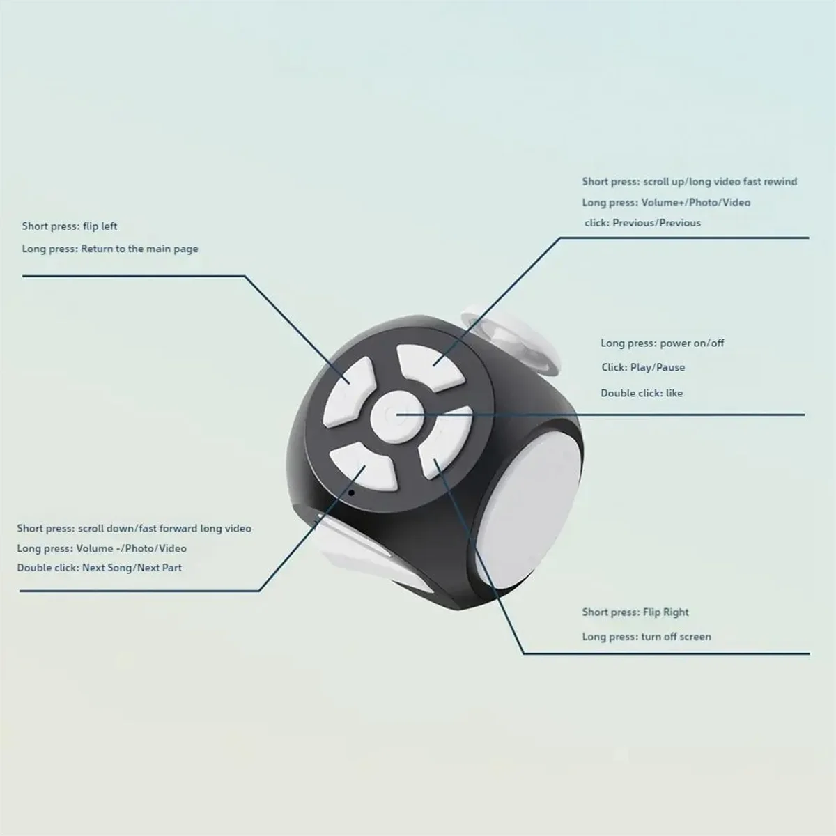 

A07I New Decompression Dice Remote Control Video Software Page Turning Bluetooth Mini Wireless Remote Photography Dedicated B