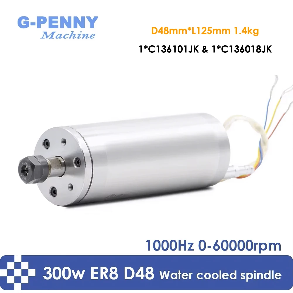 

G-Penny CNC 75 В 300 Вт ER8 60000 об/мин 1000 Гц D = 48x130 мм Шпиндель с водяным охлаждением Замысловатый шпиндель для резьбы