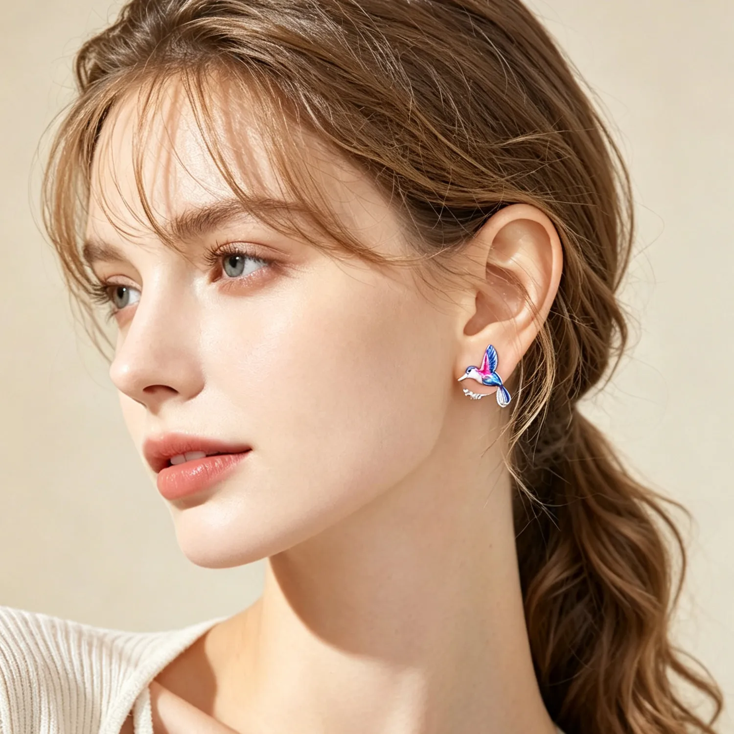 Orstarry S925 Sterling Silver Colorful Hummingbird Stud Earrings For Lady S925 Jewelry Party Anniversary Trendy Original Gifts