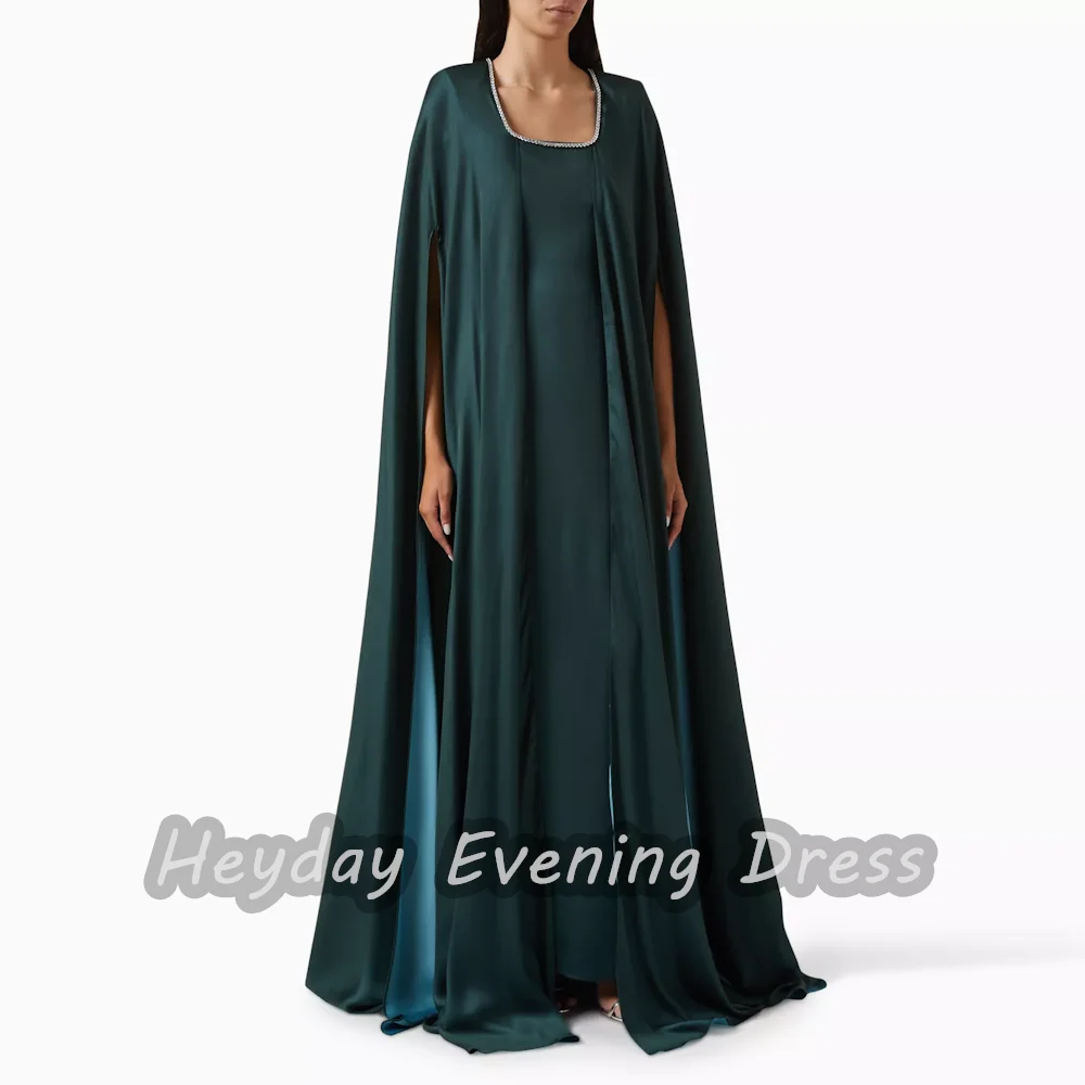 

Heyday السعودية Square Neckline Beaded Chiffon A-Line Short Sleeves Floor Length Elegant Prom Dress For luxurious Woman 2024