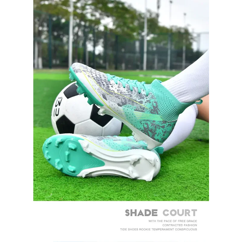 

Youth Turf Football Boots Anti Slip Broken Spike Sole Soft Cushion Breathable Lightweight Soccer Shoes for Teen Beginner Player