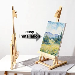 Desktop Art Easel Foldable Tabletop Easel Stand Height and Angle Adjustable Wooden Small Easel for Classroom Outdoor Sketching