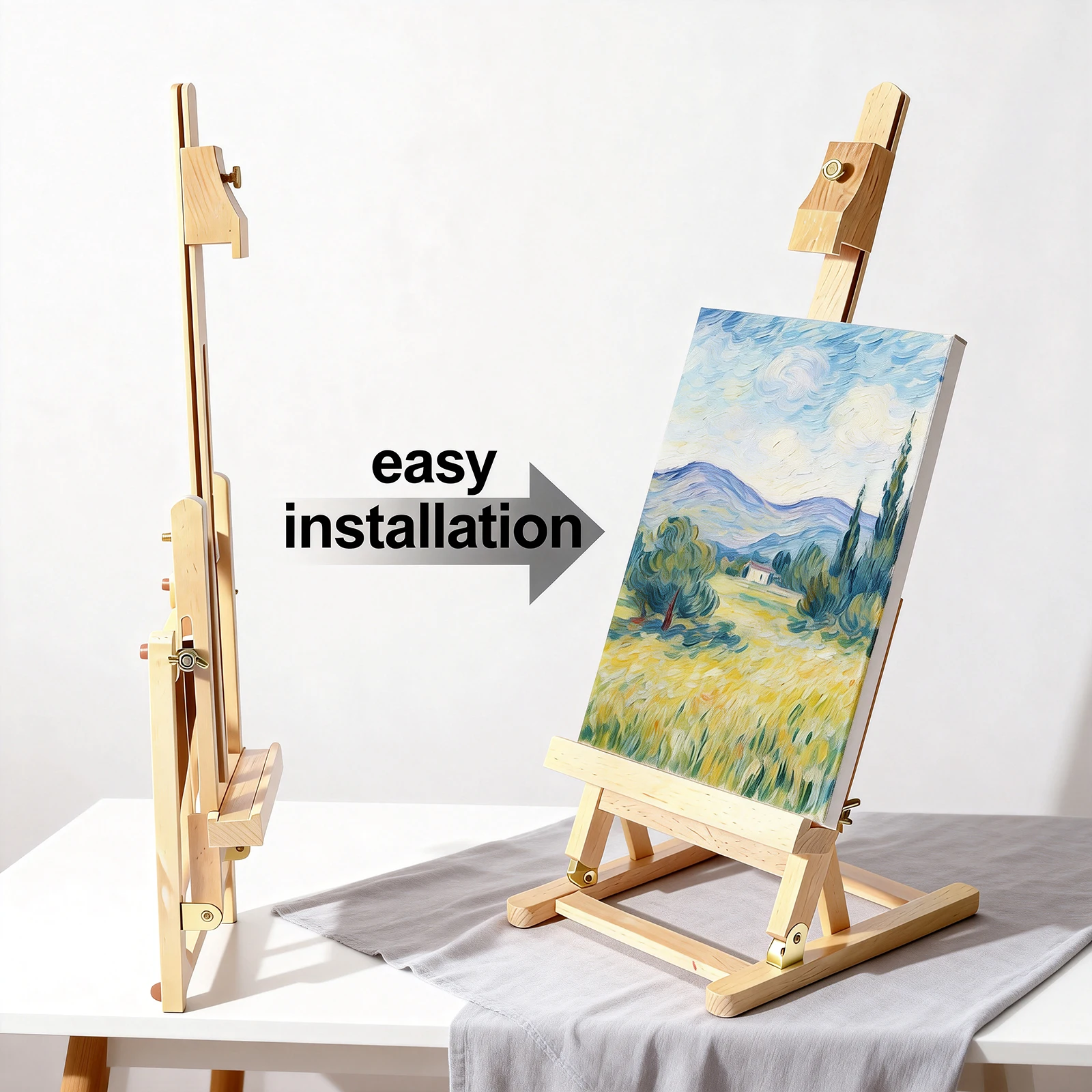 Desktop Art Easel Foldable Tabletop Easel Stand Height and Angle Adjustable Wooden Small Easel for Classroom Outdoor Sketching