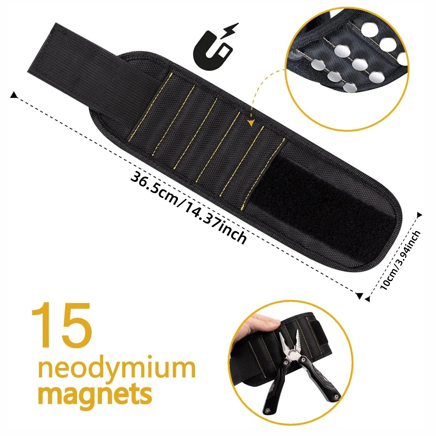 Magnetic Wristband for Holding Screws, Nails & Drill Bits, Cool Tool Gifts for Men, Dad, Husband Birthday