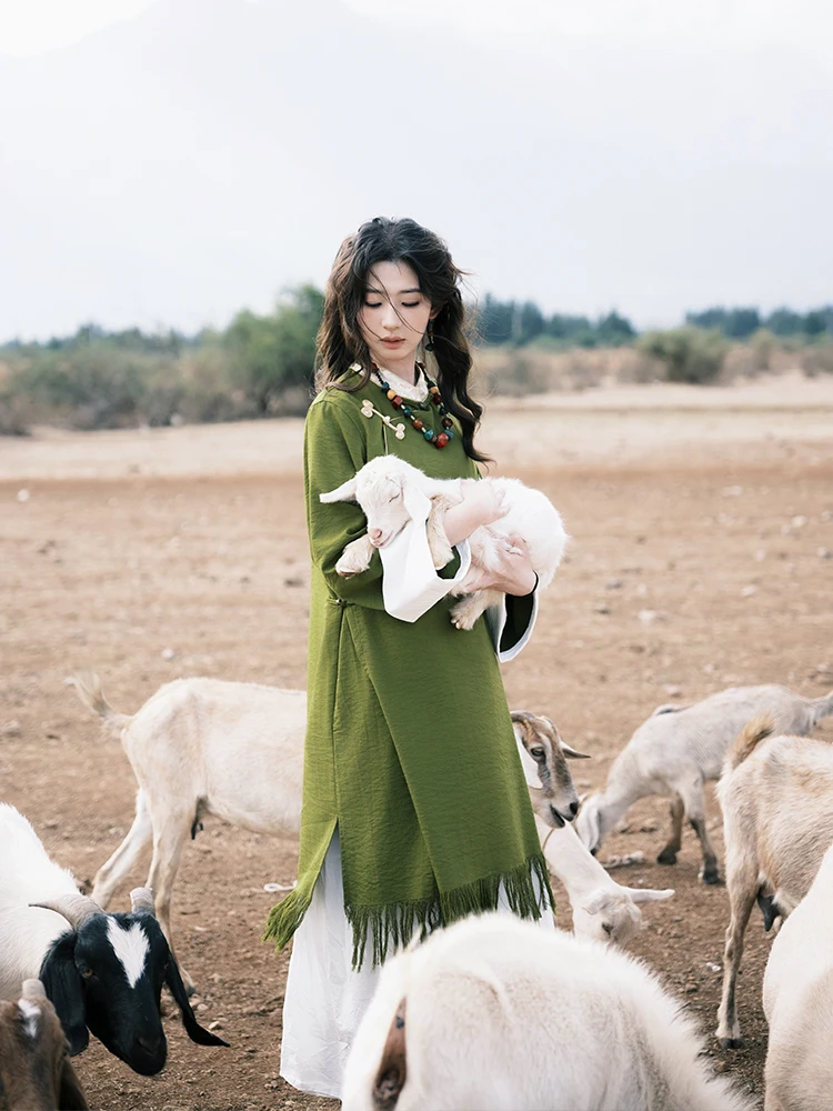 

Новое улучшенное платье Cheongsam с кисточками в китайском ретро-тибетском стиле, женское летнее нишевое платье