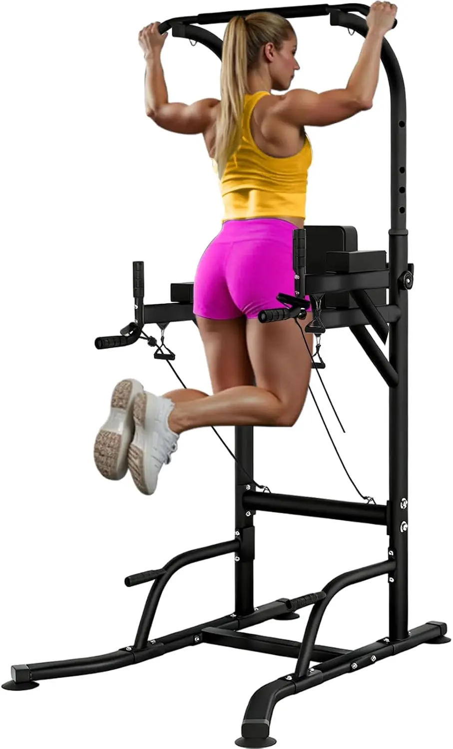 Pull Up Bar Power Tower Dip Station Home Gym Equipment | Multi-Function Adjustable Height for Pull-Ups, Dips, Push-Ups