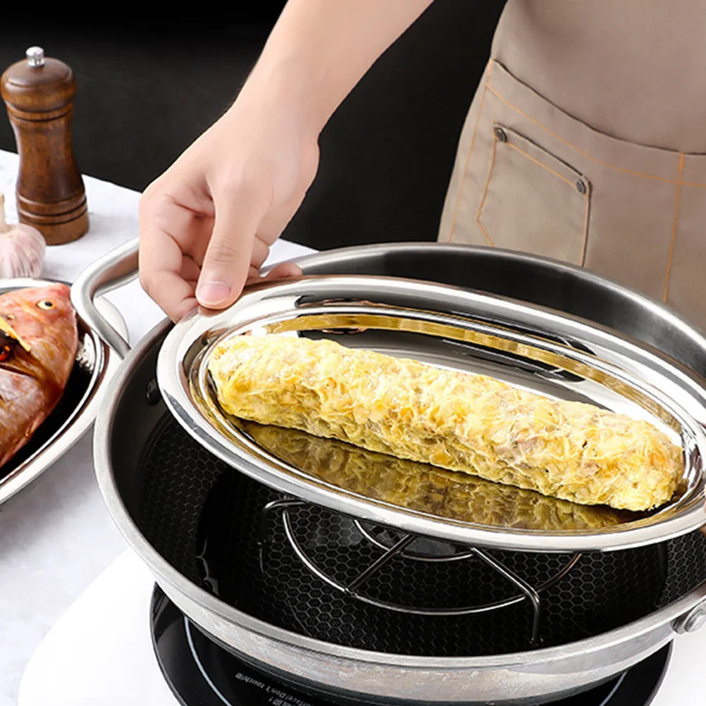 

Non Magnetic Stainless Steel Oval Deepened Plate 28cm Serving Tray Party Buffet Cheese Fruit Platter