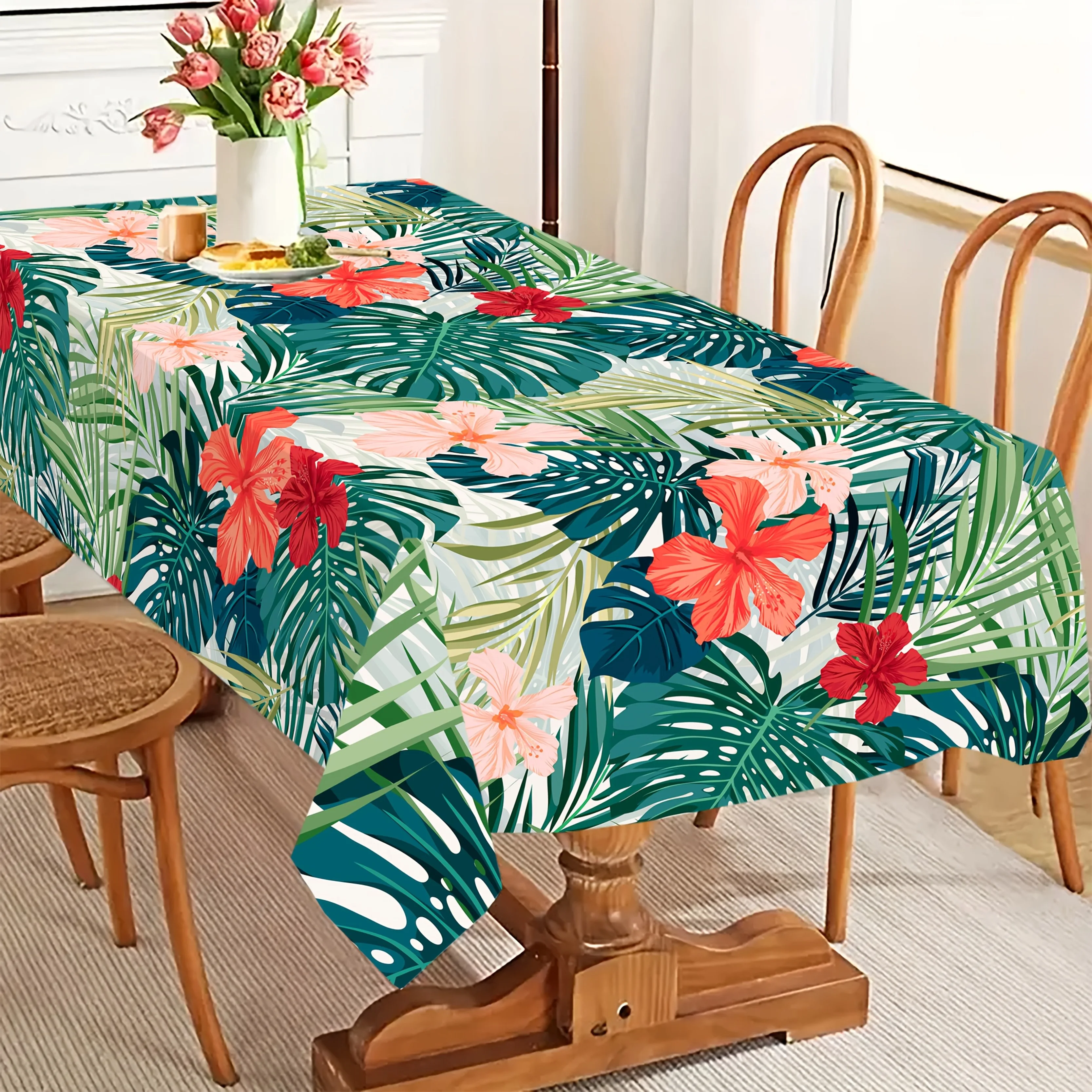 Single-sided printed tablecloth with a tropical rainforest theme pattern from Hawaii