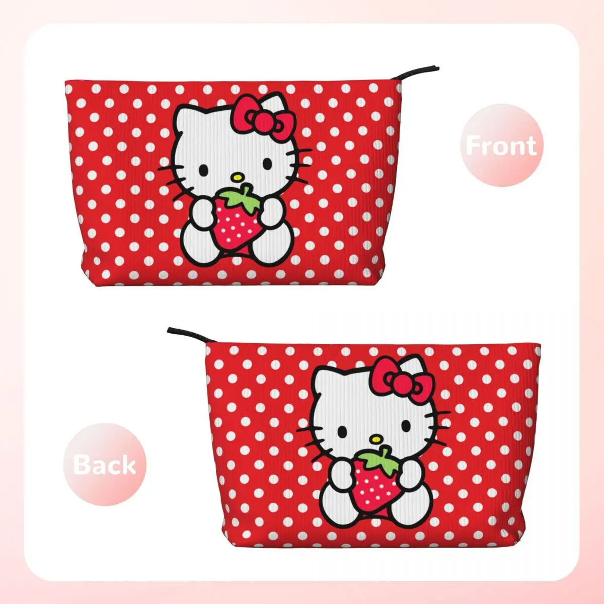 Custom Hello Kitty Sanrio Travel Toiletry Bag Women Corduroy Cosmetic Makeup Organizer Beauty Storage Dopp Kit