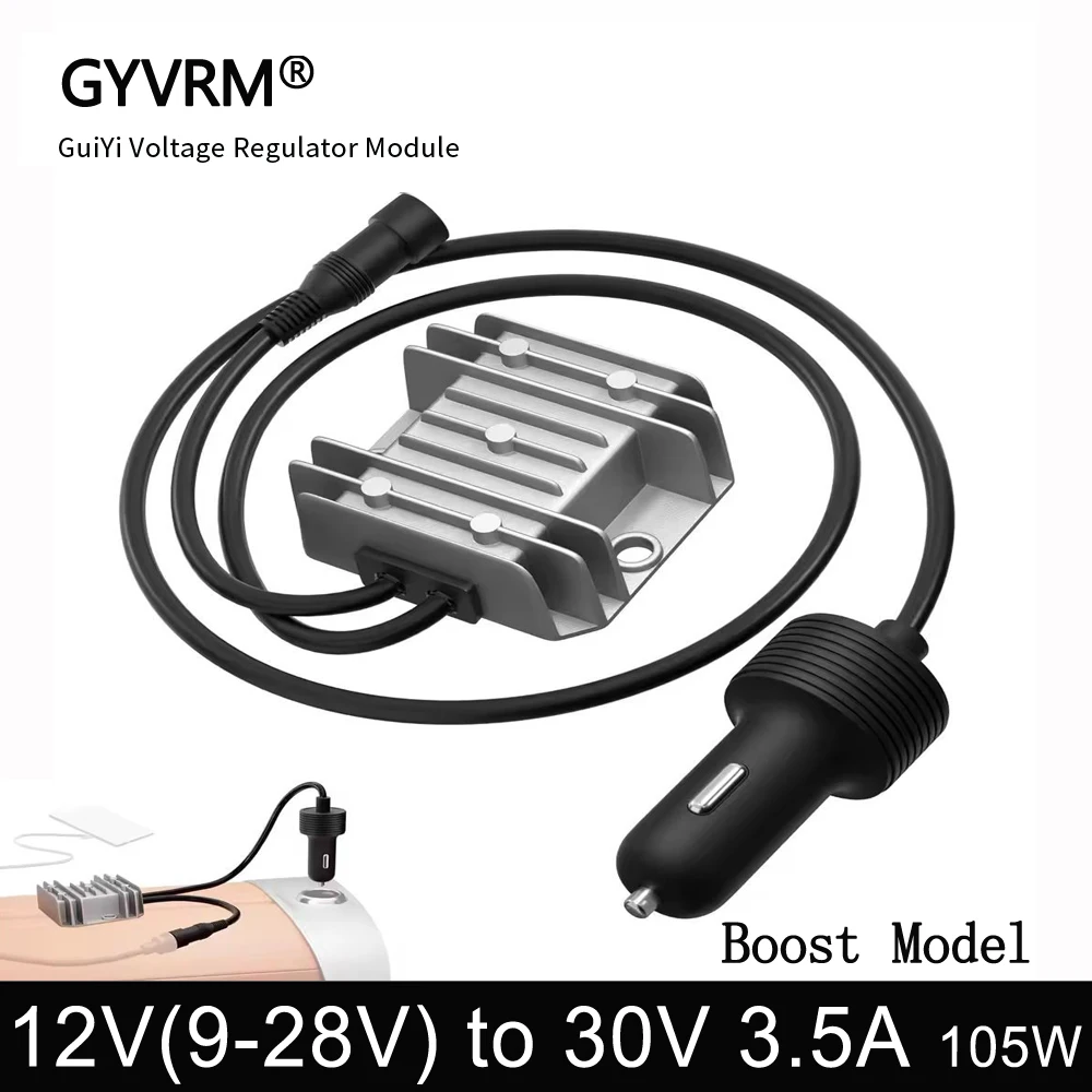 

12V/24V to 30V DC Step-Up Power Supply Cable with Cigarette Lighter Plug 9-28V to 30V 3.5A Conversion Kit for Trucks