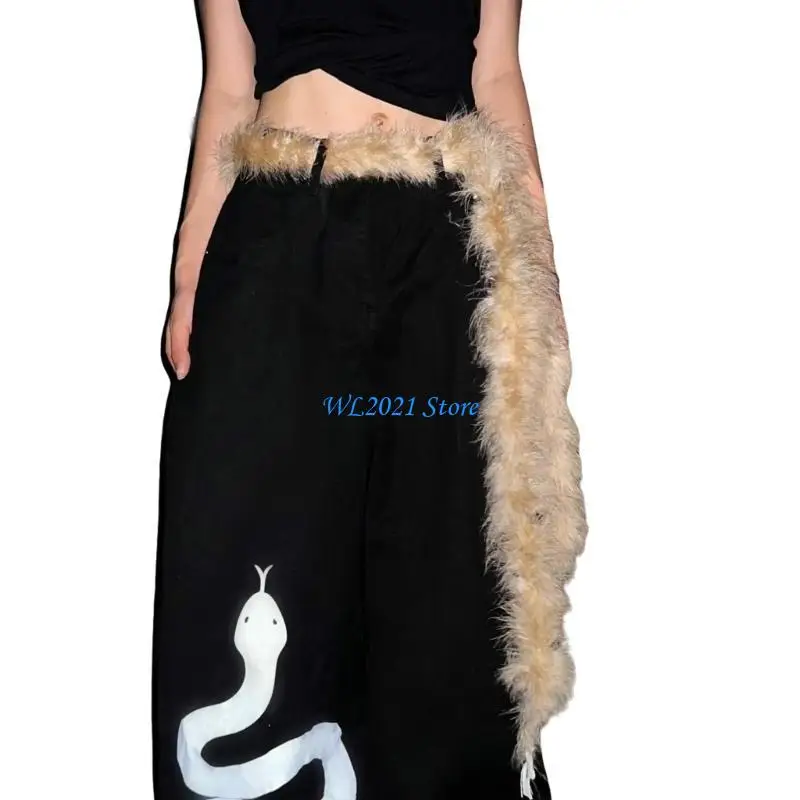 

G5GC Plush Belt 2 Yards Long Caramel Color Soft and Comfortable For Street Outfits