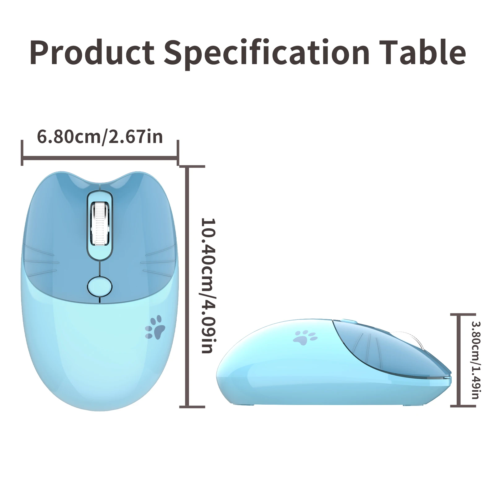 MOFii 1 Piece Dual-Mode Wireless Mouse, Gradient Cat Shape Cute Mouse, Bluetooth & 2.4G Silent Office Mouse,Battery Not Include