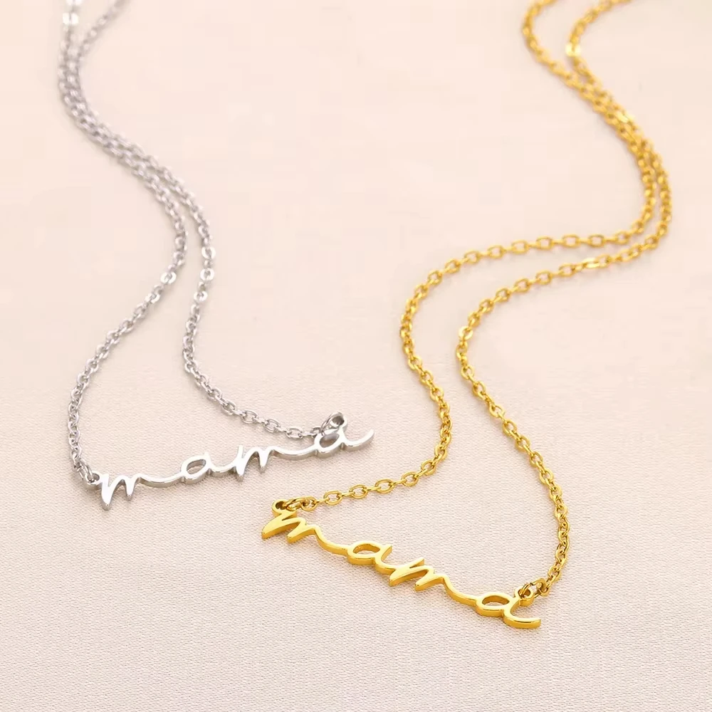 ماما قلادة القلائد للنساء الذهب اللون ربط سلسلة قلادة من الفولاذ المقاوم للصدأ 2025 الاتجاه الإناث المختنق مجوهرات هدية #5