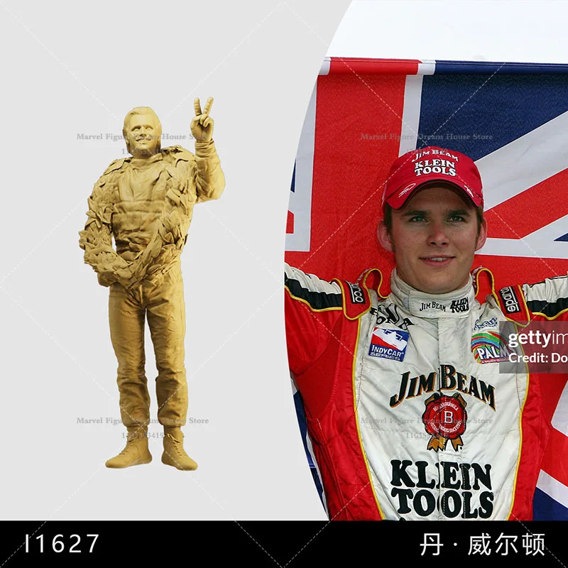 1/64 1/43 1/35 Scale Miniature Scene Doll Dan Wheldon English Racing Driver Indio Track Fall Un-panited White Mini Male Figure