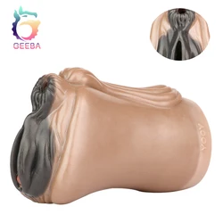 GEEBA Soft Silicone Masturbation Cup Dual Channel Fantasy Animal Horse Male Masturbator Realistic Vaginal Pussy Sex Toys For Men