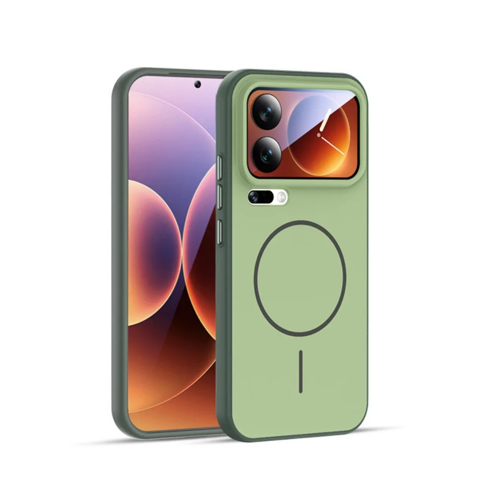 

Contrasting Color Magnetic Case for Xiaomi 17 Pro max Simple Comfortable Metal Independent Button Anti-drop Protective Cover