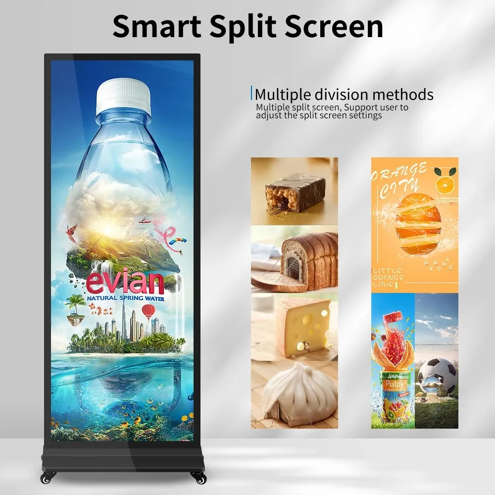 LD Series 43/63/75‑Inch Touch‑Screen Vertical Floor‑Standing LCD Digital Signage, Full HD Commercial Advertising Display
