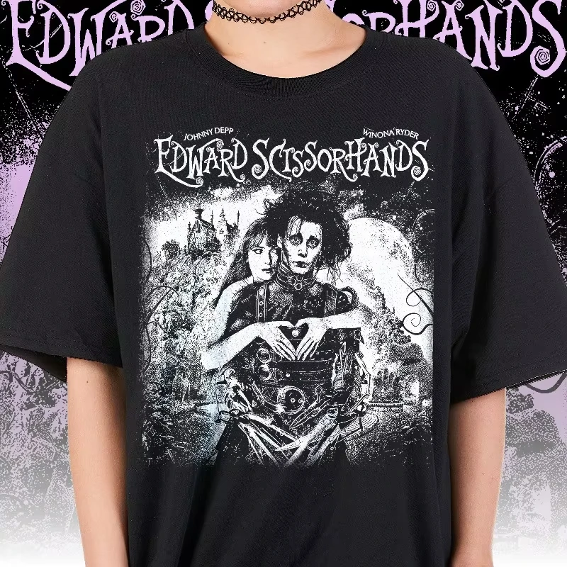 Edward Tshirt Johnny Depp Tshirt Winona Ryder Horror Shirt Summer Men's and Women's Loose and Breathable T-shirt Top