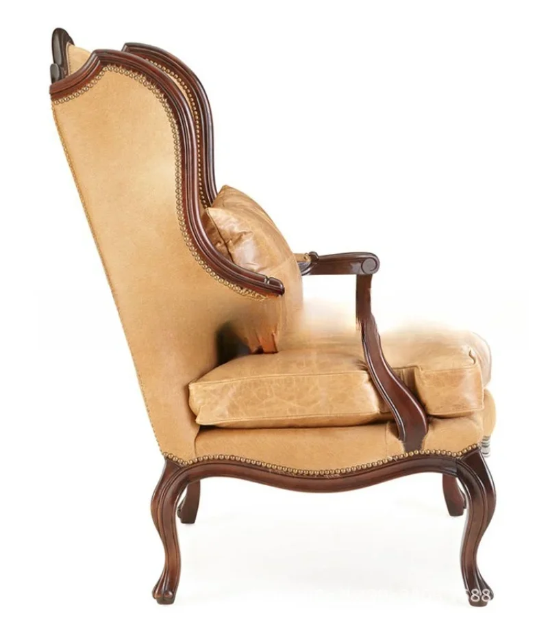 American solid wood tiger chair furniture simple modern living room leather soft bag single sofa