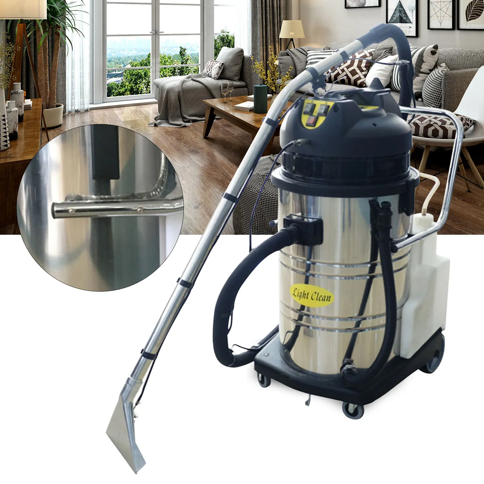 

40L 3in1 Portable Carpet Cleaner Machine Ash Collector Sofas Curtains Floor Stainless Steel Body Silent Motor Commercial & Home