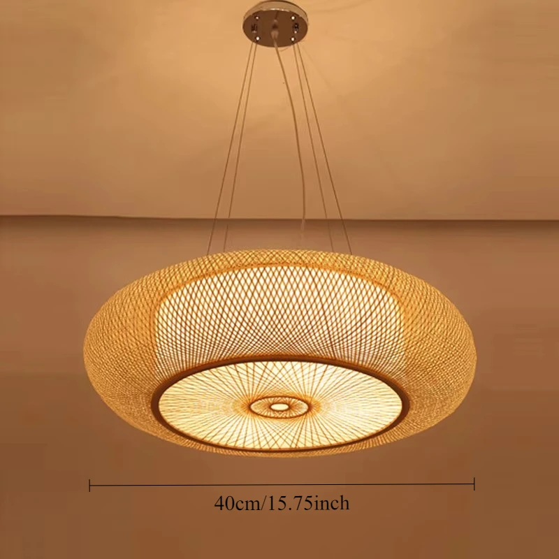 LED Rustic Style Pendant Light DIA.40 Creative Decoration Bamboo Art  Pendant Lamp Chandeliers Restaurant Teahouse