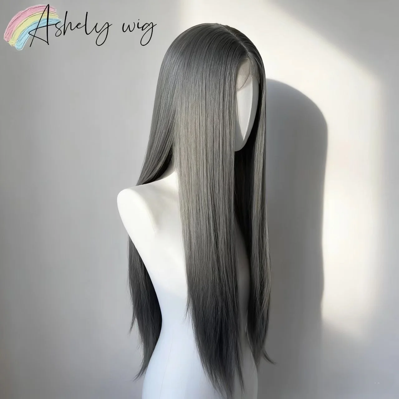 Ashely Deep Gray Lace Front Wig 26inch Long Striaght Hair Wig High Quality Synthetic Lace Wigs Natural Looking Cosplay Wig